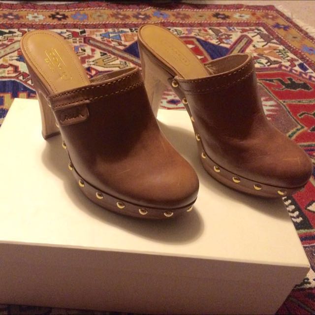 Authentic Coach Leather Clogs, Luxury 
