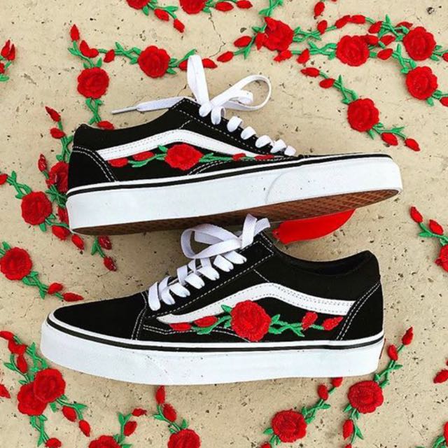 vans with flowers embroidered
