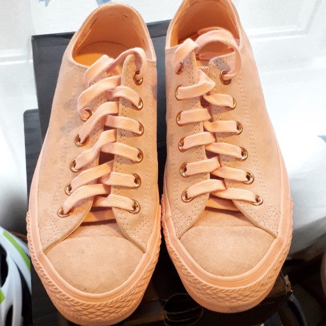 Converse all star low leather trainers vapour pink mouse sales