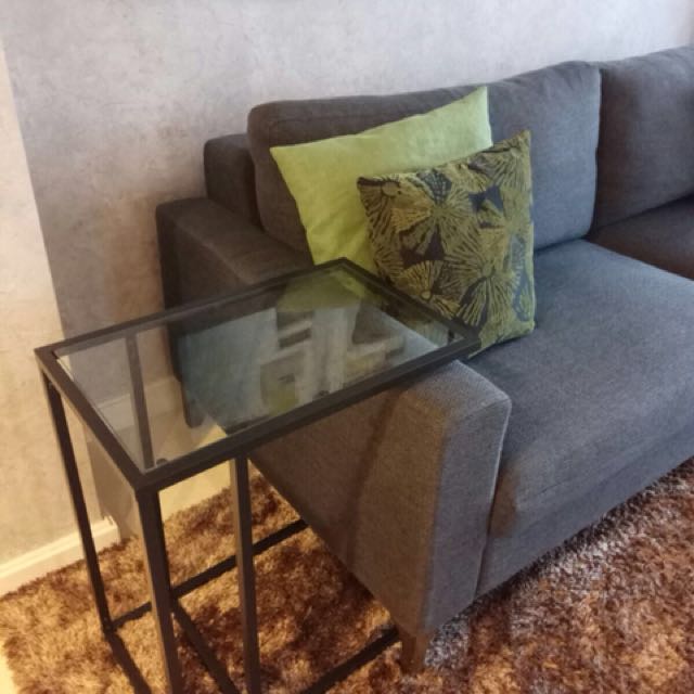 Couch Table Laptop Stand Glass Black Ikea Vittsjo Home