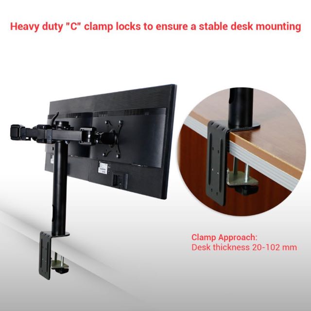 FLEXIMOUNTS D1D Full Motion Dual Arm Desk Monitor Mount Stand Fits 10