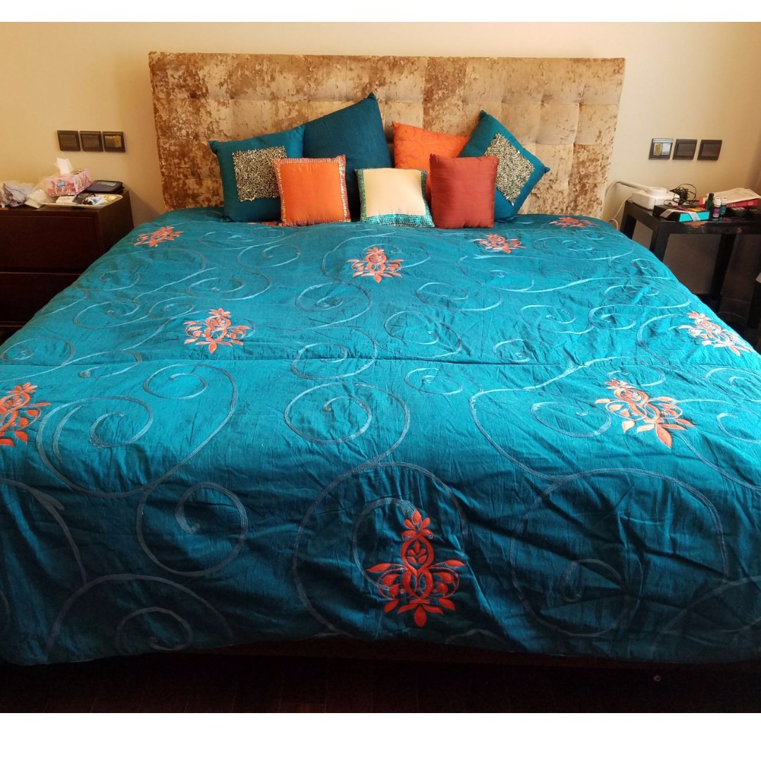 Indian Raw Silk Bed Cover Home Furniture Home Others On Carousell