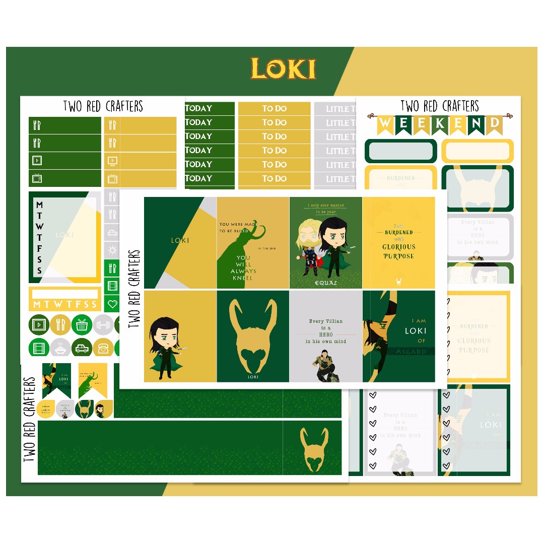 loki planner sticker kit for erin condren vertical life planner hobbies toys stationery craft stationery school supplies on carousell