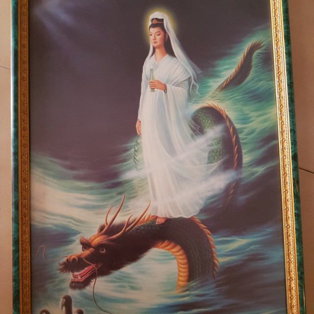 Painting Of Guanyin Riding On Dragon Design Craft Art Prints