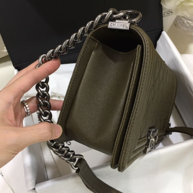 SOLD) Deal 💚 Brand New Rare Chanel Old Medium Boy in Dark Khaki Caviar,  Luxury, Bags & Wallets on Carousell