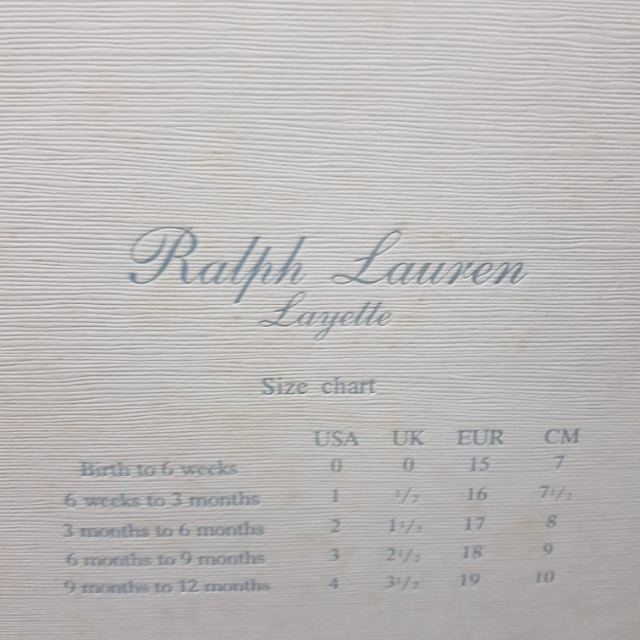 Ralph lauren baby shoes top size chart