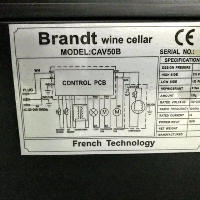 Brandt Wine Fridge 50 Bottle, TV & Home Appliances, Kitchen Appliances, Wine Cellar & Storage on