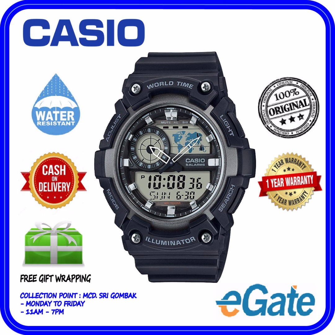 Men's Casio World Time Analog Digital Sports Watch AEQ200W-2A 