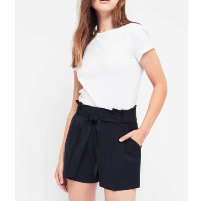 navy paper bag shorts