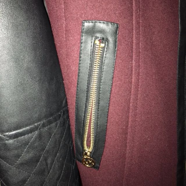Michael kors top burgundy leather jacket
