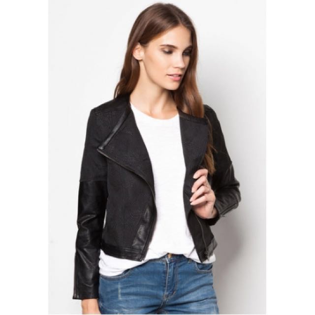 zalora leather jacket