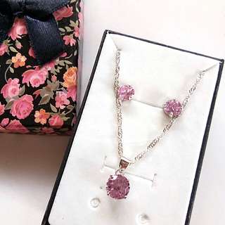 Pink Stone jewelry Set 925