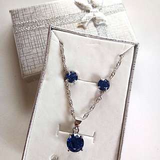 925 Blue stone Jewelry set