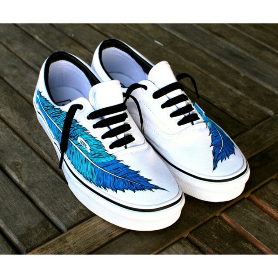 blue feather shoes