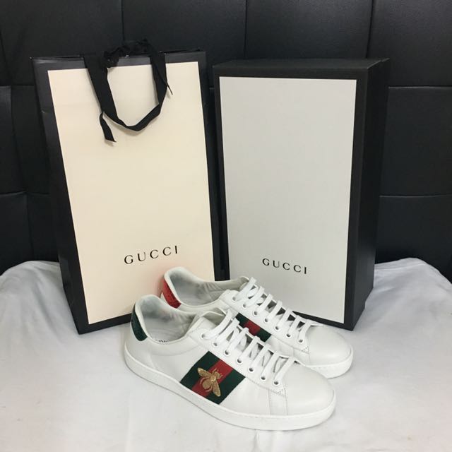 gucci bee trainers white