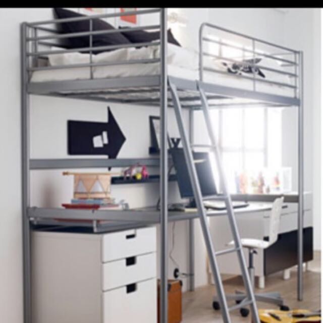 IKEA Svarta Loft Bed White Colour, Furniture & Home Living, Furniture