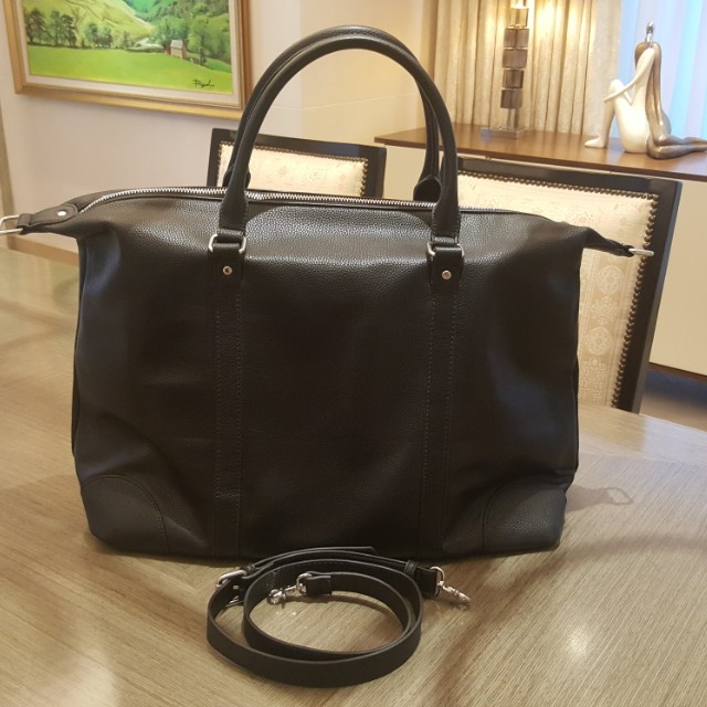 MANGO Travel Handbag Black Leather