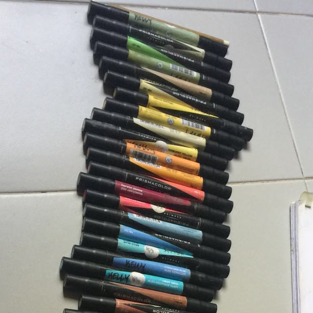 Prismacolor Premier Markers With Free Used White Charcoal Pencil