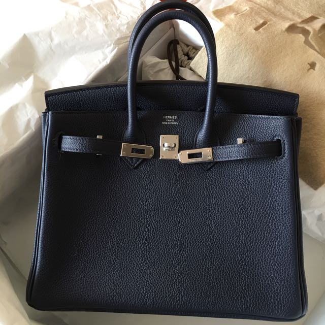 Tried once Hermes Birkin 25 Bleu Nuit Togo, Luxury, Bags & Wallets on  Carousell