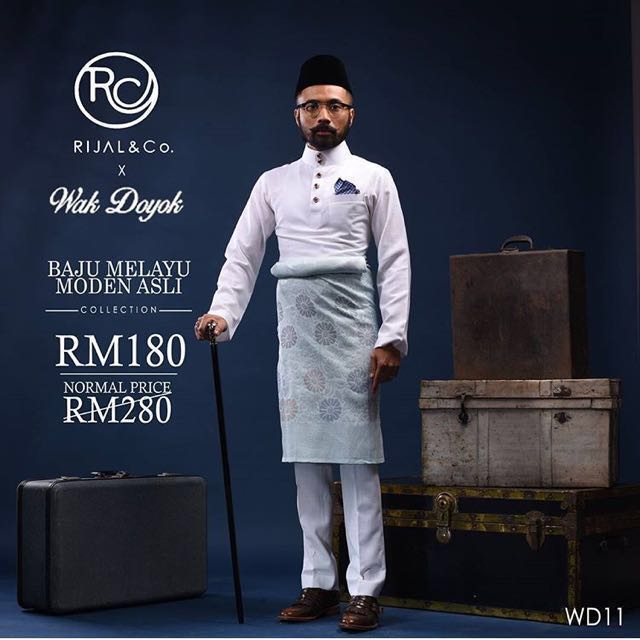 Baju Melayu Moden Wak Doyok size M putih nikah, Men's Fashion, Muslim