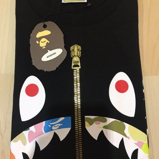 Bape multicolor shark tee clearance