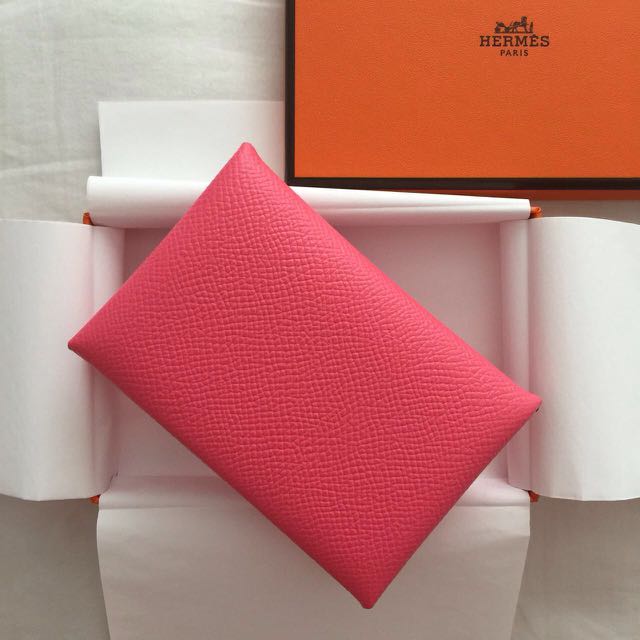 Hermes Rose Azalee Pink Epsom Calvi Card Case Holder - MAISON de LUXE