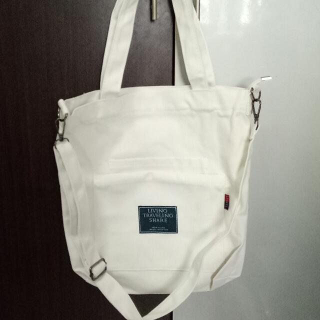 Canvas Tote (Sling) Bag White, Women'S Fashion, Bags & Wallets, Tote Bags  On Carousell