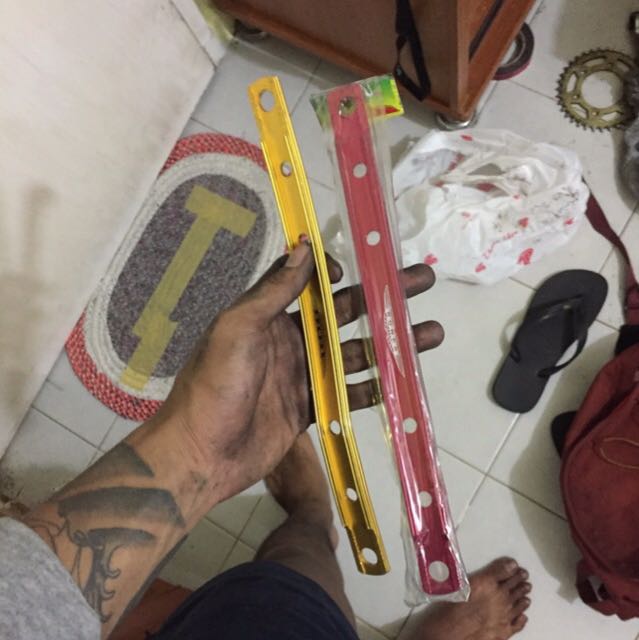 Cnc universal bracket (Category: Motorcycle Accessories) located in Singapore. Submitted by annicronyxx (Listing ID 134856813, Image 2). Description: Universal Bracket ups for order! Usually used as a bracket pipe for fancy fly fly highway pelesit e22. Alloy gold n red bagai. Pipe holder. ** this is preorder based. Items will only arrive and ready to be collected on saturday/sunday. To confirm order, screenshot and label the item u interested in 