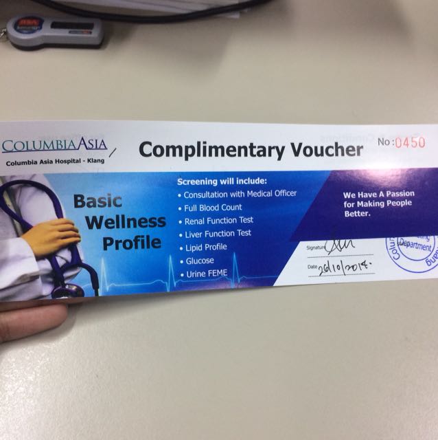 Complimentary voucher Health screening, Tickets & Vouchers, Local