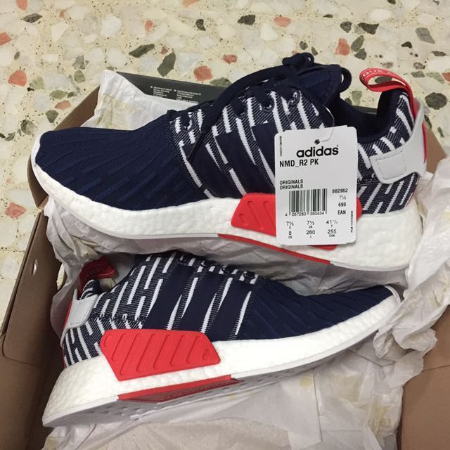 NMD R2 PK US 8 UK 7.5 Conavy Blue Red, Men's Fashion, Sneakers on Carousell