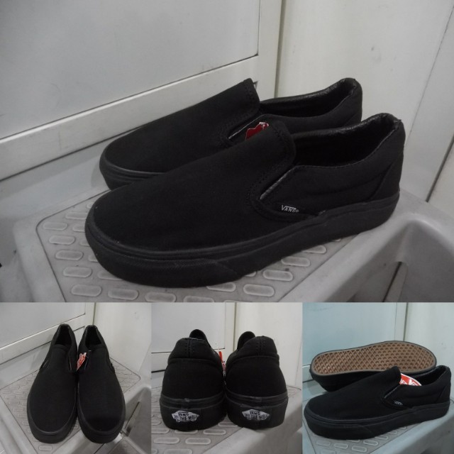 Sepatu Kets Sneakers Vans Slip On Classics Canvas Full Black Hitam Olshop Fashion Olshop Pria Di Carousell