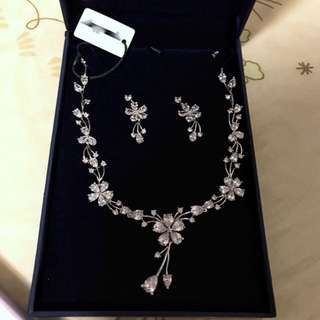 全新晚裝/婚紗首飾頸鏈+耳環64216422449283110