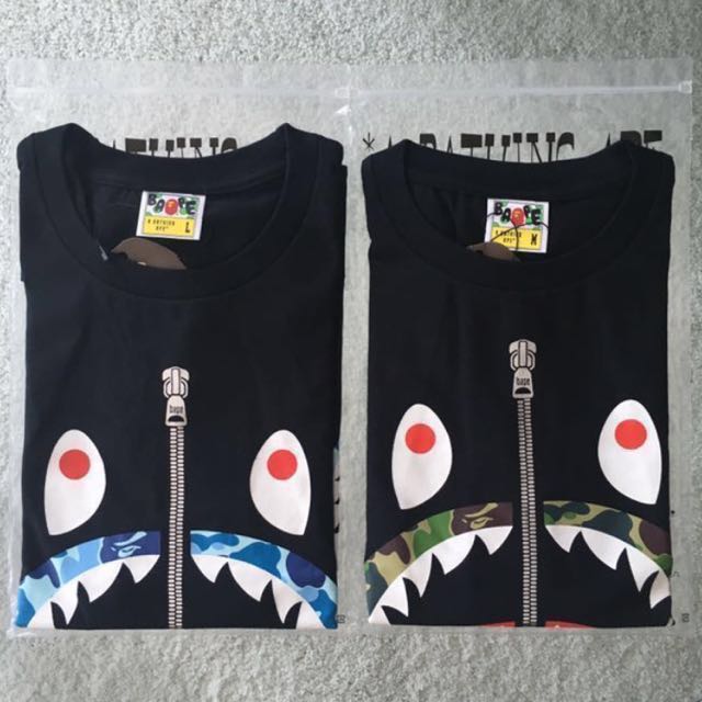 bape blue camo shark tee