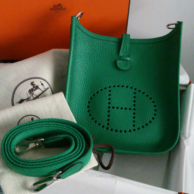 Hermes Mini Evelyne Vert Cypress GHW, Luxury, Bags & Wallets on Carousell