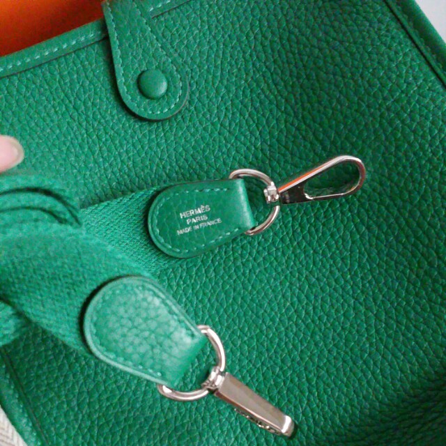 Colour Reference: Hermes Evelyne TPM Vert Vertigo & Malachite, Luxury, Bags  & Wallets on Carousell