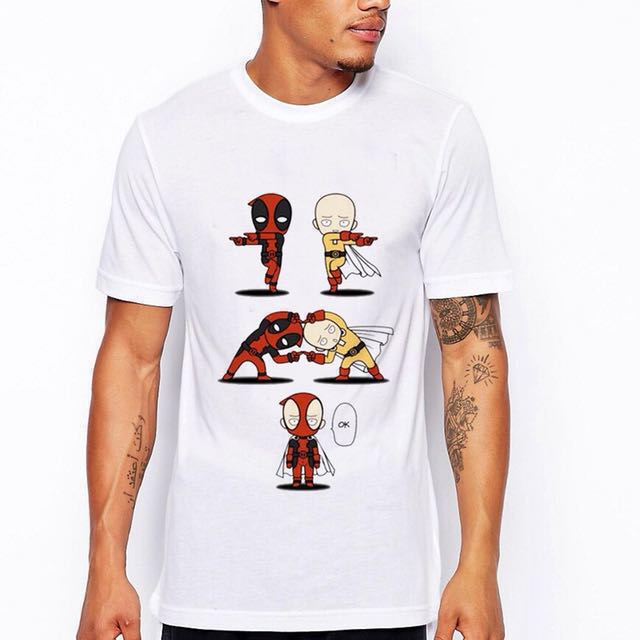 Deadpool X Saitama One Punch Man T Shirt Men S Fashion Clothes