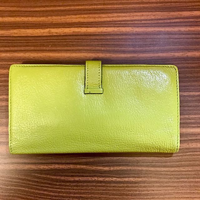 AUTH HERMES Bearn long wallet chevre leather anis green
