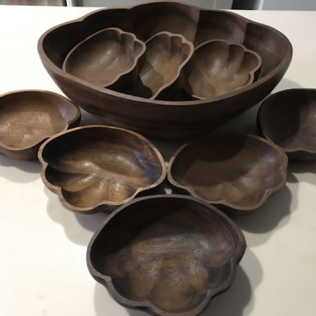 Monkey Pod Wood Salad Bowl Set From Philippines Home Appliances