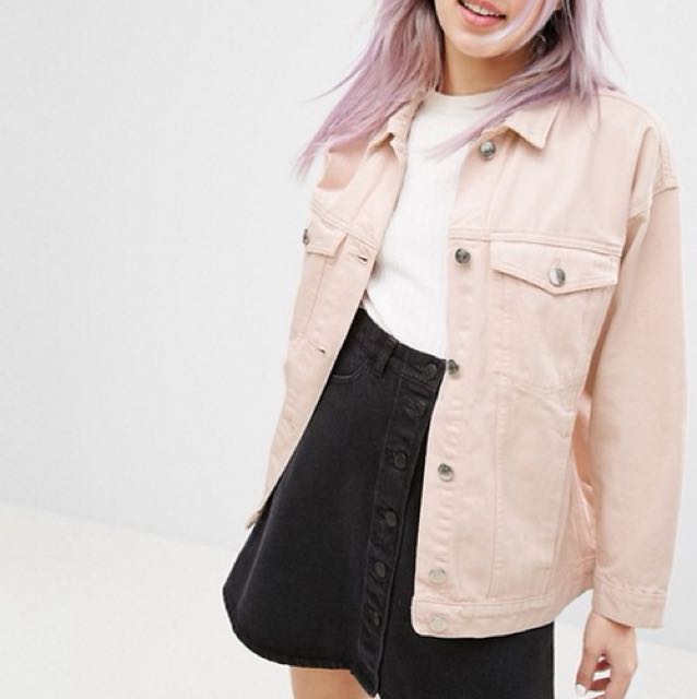 pink denim jacket oversized