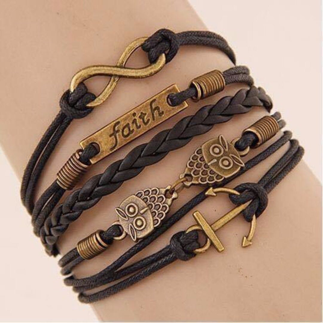bracelet layered Faith anchor, Women's Fashion, Watches & Accessories
