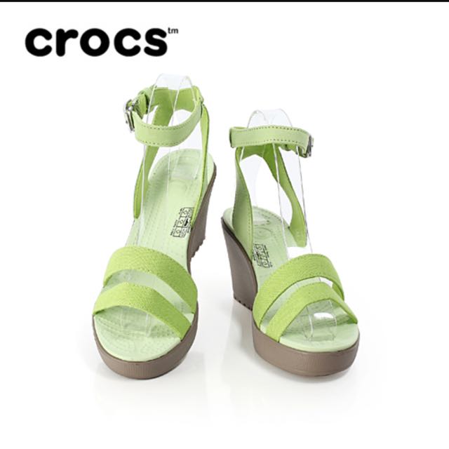 Crocs Leigh Wedge Lime Green Size 8 
