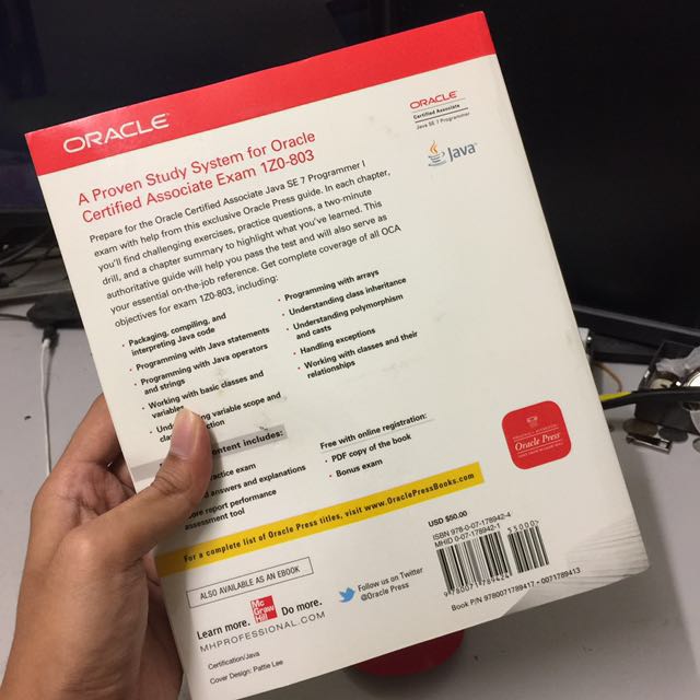 Oracle OCA Java SE 7 Study Guide (Category: Textbooks) located in Kuala Lumpur. Submitted by axlhunt (Listing ID 135191505, Image 3). Description: Still listed here means still available. Price is fixed, no nego. Brand new OCA Java SE 7 Programmer I Study Guide with CD-ROM still inside unopened. Made for exam 1Z0-803 Interested? PM me to purchase. Total RM80 COD (Meet-up) **COD at LRT USJ 7 @ PETRONAS USJ 6 ONLY** OR Choose delivery option: Fast 