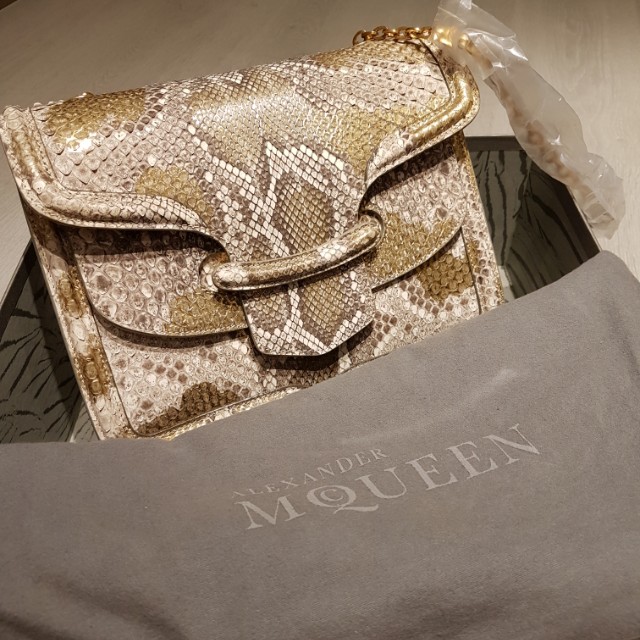 Alexander McQueen limited edition snakeskin embossed heroine gold