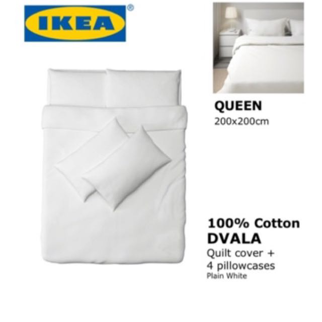 White Cotton Ikea Dvala Duvet Comforter Cover And Pillowcase Set