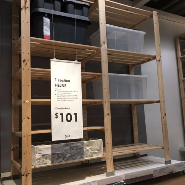  IKEA hejne  wooden storage shelf on Carousell