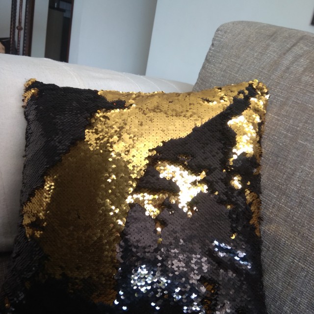 Colour changing sequin cushion shop
