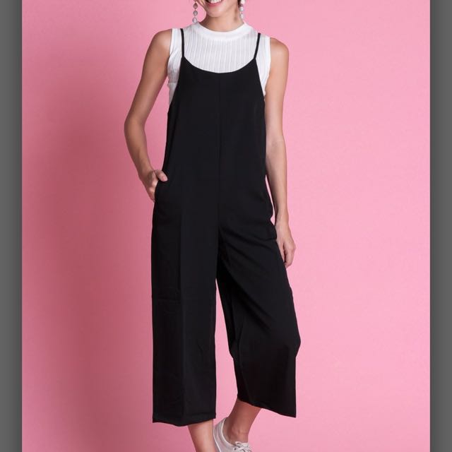 black strappy culotte jumpsuit