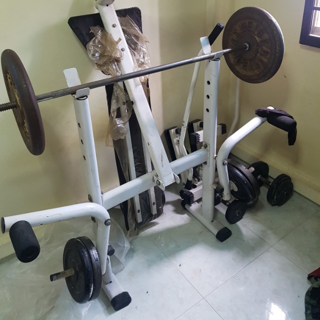 Bench Press Plus Weights Sports Sports Games Equipment On