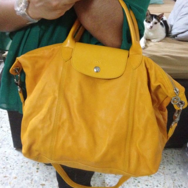 longchamp yellow leather bag