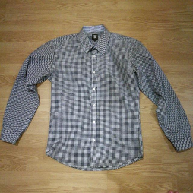 Toptotoe Men S Blue Small Checks Shirt Smart Casual Business Wear Size L Men S Fashion Clothes Tops On Carousell